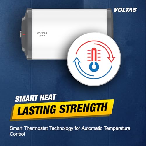 Image of Voltas Linea 15L 3 Star Horizontal Mounting 2000W Water Heater, with Quartzline Technology (Glassline Tank), Warranty: Tank 7 Years, Element 3 Years, 2 year Comprehensive