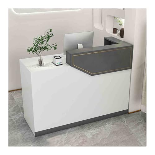 Generico Banco Reception e Cassa Moderni per Negozi di Abbigliamento e caffetterie, postazione di Lavoro Elegante di Colore Grigio (Grigio Scuro, Sinistra, 100 cm/39,4 p