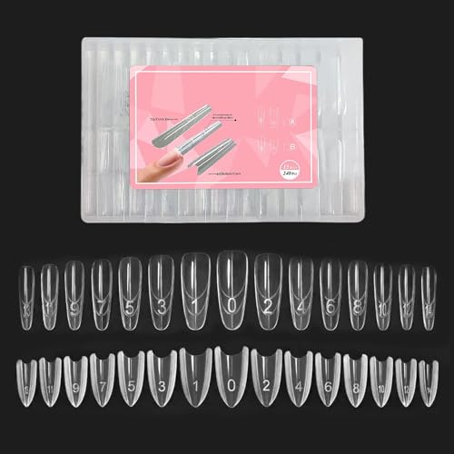 Molde Para Uñas Ovalado - 240 Piezas De Formas Extensoras Estilo Sándwich | Moldes De Transparente A Base De Papel | Kit De Extensión De Uñas Profesional Para Manicuras Acrílicas De Gel Polivi