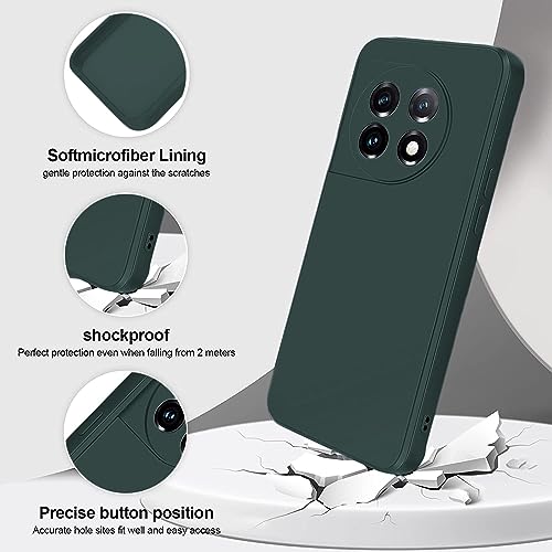 Image of DIZORO Compatible with Oneplus 11 5G Back Cover with Upgraded Square Edges for Camera Protection Shockproof Flexible Matte Liquid Silicone Mobile Phone Case (Forest Green)