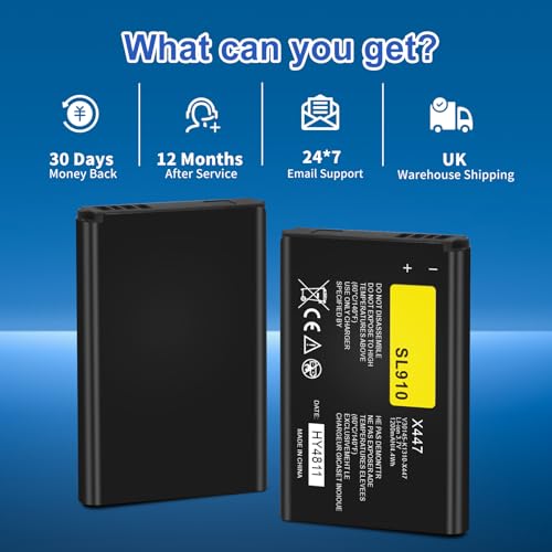 1200mAh Akku für Siemens Gigaset Model SL910 SL910A SL910H V30145-K1310K-X447, V30145-K1310K-X447-0-HY, Neues Upgrade High-Density-Zellen hohe Kapazität Lithium-Ionen Akku Ersatz (Schwarz, SL910,A)