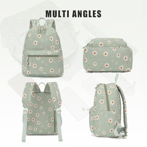 Image of Corduroy Womens Mini Backpack Girls Small Backpack Purse Fashion Casual Daypack School Bookbag (Daisy Green)