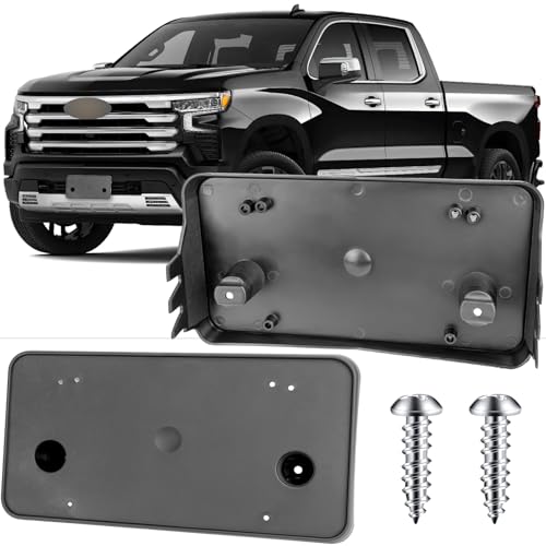 Image of License Plate Bracket Accessories for Chevrolet Chevy Silverado 1500 2022 2023 2024 2025 2026, Front Bumper License Plate Holder Replacement Frame Black Mount