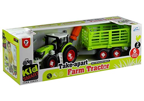 Trattore con rimorchio, 43 cm, set di attrezzi da agricoltura, giocattolo