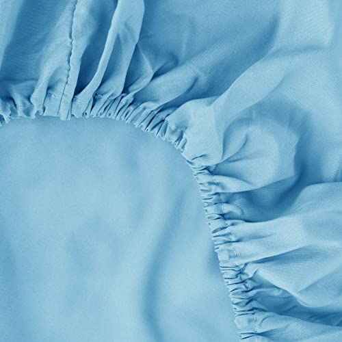Image of Ghooss Full Size Fitted Sheet,Hotel Quality Bedding Fitted Sheet Deep Pocket up to 14 Inch,Wrinkle and Fade Resistant,1 Piece,Sky Blue
