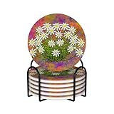 ❤ Taille idéale - Ces dessous de verre ronds standard mesurent 10,3 cm de diamètre et 0,76 cm d'épaisseur. Ils conviennent à tous les verres et tasses courants. Lot de 6 dessous de verre, support en métal noir inclus. Lorsqu'ils ne sont pas utilisés, vous pouvez les placer directement dans leur support pour une maison plus ordonnée.