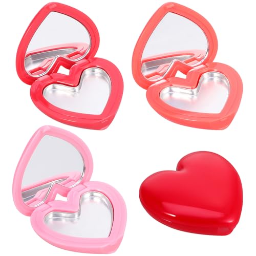 Balacoo Empty Eyeshadow Palette: 4pcs Heart Shape Lipstick Case Eye Shadow Holder Blank Blush Box Travel Makeup Highlighter Container Pans with Mirror