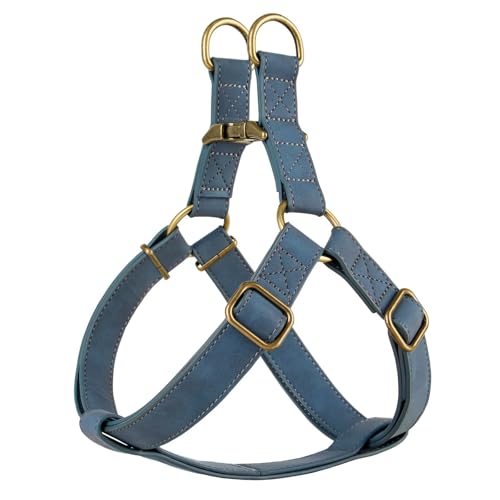 Didog Step in Dog Harness - PU Leather Dog Harness with Antique Bronze Metal Buckle, Easy Walk Dog...