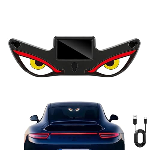 Devil Eyes LED Voiture Interieur, Deco Voiture LED Voiture, Tuning Voiture, USB-C Et Solaire Double Charge, 5 Modes, Fixé par De Puissantes Ventouses, pour...