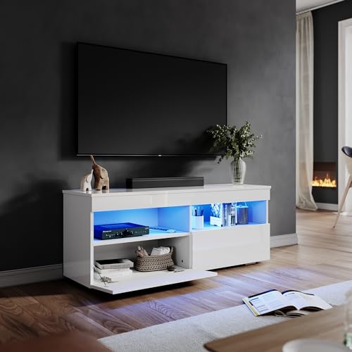 ELEGANT Modern High gloss Long TV Stand Cabinet Television TV Unit with LED Light, 11/12/16/17/18 - Image 6