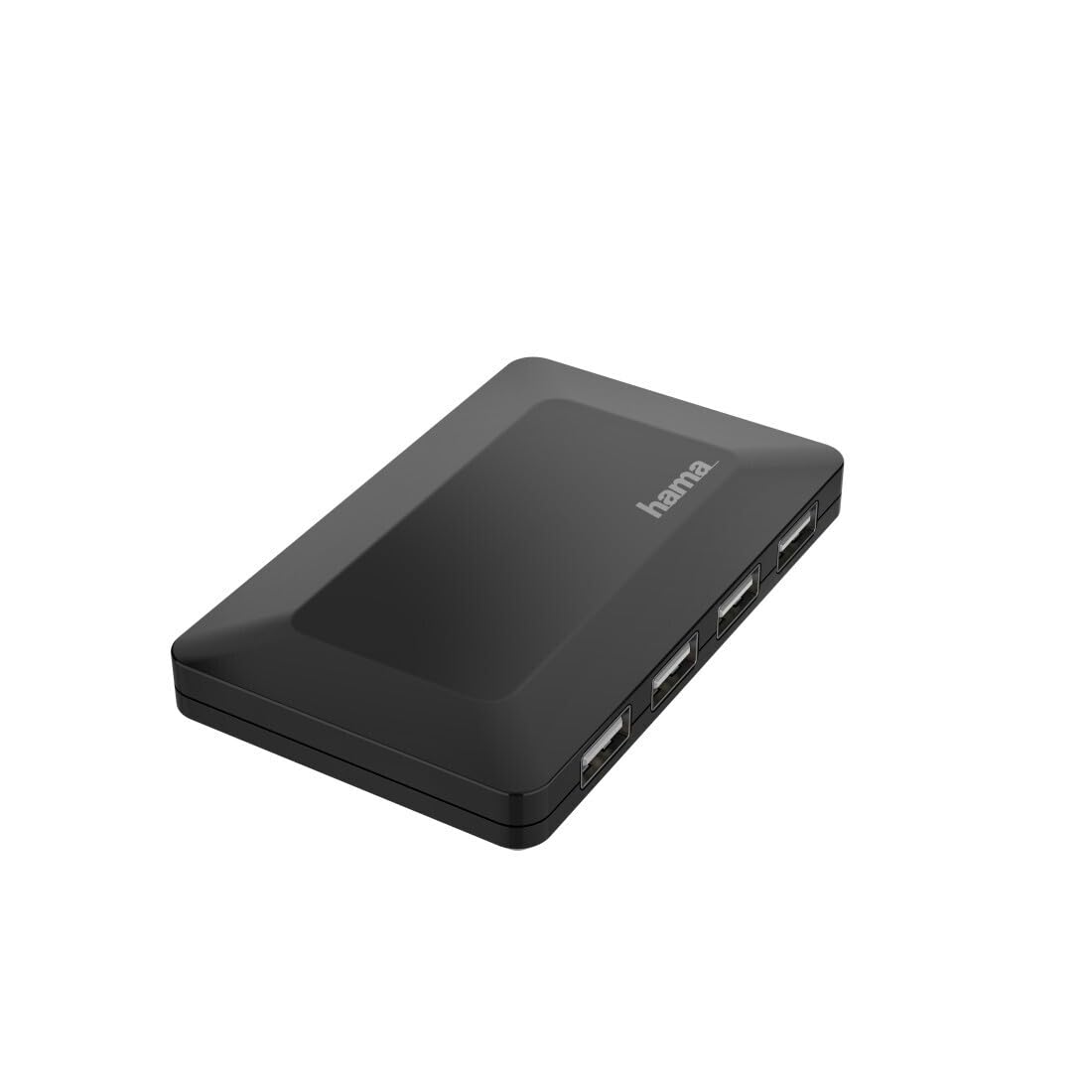 Hama USB 2.0 Hub 4-Way Adapter (Splitter with 4 Ports, External USB Splitter with Power Supply USB Cable for PC, Notebook, Laptop with Windows or Mac OS) Black