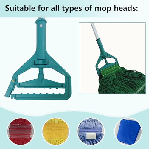 Image of 60 Inch Industrial Mop Handle 2 Pack, Heavy Duty Commercial Mop Stick, Aluminum Alloy Anti-Slip Replacement Mop Handle, Easy to Assemble Black Mop Pole for Home Commercial Industrial Cleaning (green)