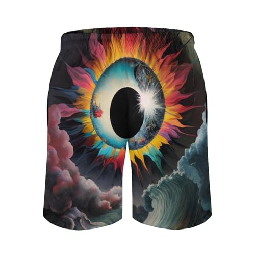 Men's Swim Trunk Psychedelic Eye Board Shorts with Mesh Lining Quick Dry Summer Swim Shorts4