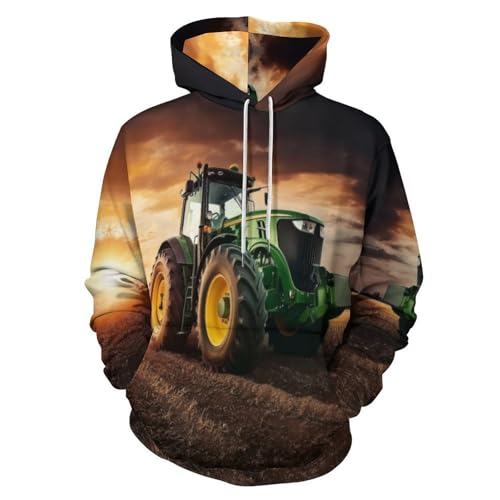 Sweat à capuche tracteur imprimé 3D paysage de campagne le cadeau idéal pour passionné de nature
