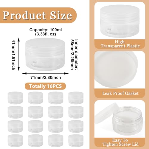 Image of FASHEWELRY 16Pcs Diamond Painting Jars 2.8x1.5 inch Plastic Bead Storage Tubes Flat Round Small Screw Cap Containers for Seed Beads 5D Embroidery Diamond Drill Nail Art And Glitter Crafts Sewing