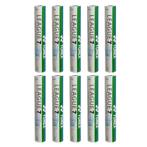 Yonex League 7 Feather Shuttlecocks (White, 10 Tubes)