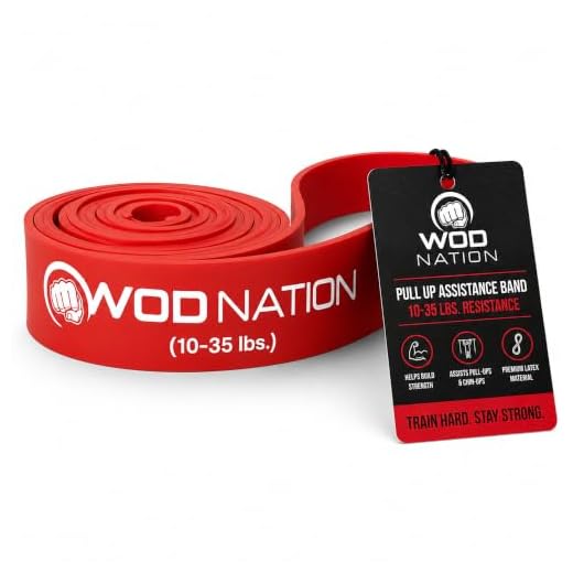 WOD Nation Pull Up Assistance Band - Best for Pullup Assist, Chin Ups, Resistance Bands Exercise, Stretch, Mobility Work & Serious Fitness - Good forCrossfit - 41 inch Straps - Single Red Band