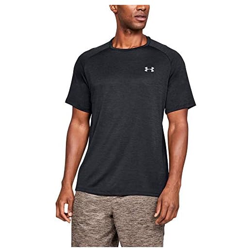Under Armour Tech 2.0 Shortsleeve, atmungsaktives Sportshirt, kurzärmliges und schnelltrocknendes Trainingsshirt mit loser Passform Herren, Schwarz (Black / Graphite) , 2XL