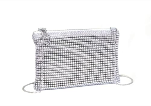 Woman's Rhinestone Purse Silver Clutch Formal Sparkly Handbags for Night Out or Wedding