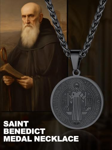 Image of U7 Saint Michael Necklace for Men,Stainless Steel /18K Gold Plated St Michael Archangel /Saint Benedict /Saint Christopher Pendant Amulet Necklace for Men Women