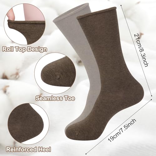Image of Chalier 5 Pairs Slouchy Socks for Women, Crew Cotton Socks with Cute Roll Top Casual Calf Long Sock