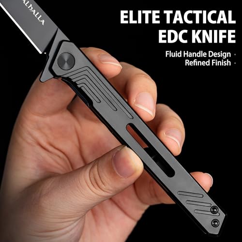 Image of VALHALLA Slim EDC Pocket Knife, 3.48'' D2 Steel Tanto Folding Knife | Compact Work Knife, Pocket Knife For Men with Clip, Frame Lock, Gift For Men Women