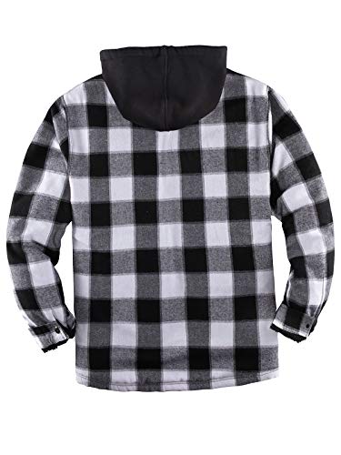 Image of ZENTHACE Men's Sherpa Lined Full Zip Hooded Plaid Shirt Jacket