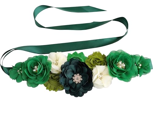 Maternity Sash Belt for Baby Shower Green,Mommy Sash Pregnancy Belt,Hunter Green Sash for Women