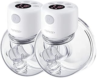 Momcozy Wearable Breast Pump S12, Double Hands Free Breast Pump, LCD Display, Low Noise & Painless, 2 Modes & 9 Levels Electric Breast Pump Portable, 24mm Flange, 2 Pack