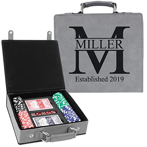Sofia's Findings Personalized Monogram Leatherette Poker Chip Set - Gray