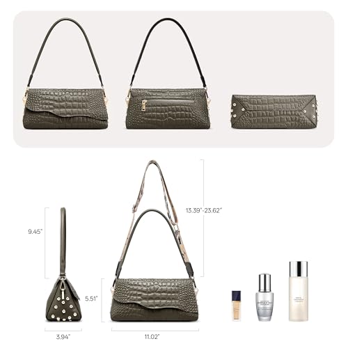 Image of BOYATU Genuine Leather Shoulder Bag Women: Handmade Crocodile Pattern Purse