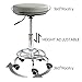 Viviange Adjustable Rolling Stool with Wheels - Ergonomic Salon & Tattoo Artist Chair, Office Stool with Comfortable PU Leather Seat, Grey