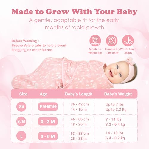 Image of Baby Swaddle Blankets for Newborn Boy and Girl, Small /Medium 0-3 Months Old, 3 Set of Adjustable Infant Wrap, Grey & White