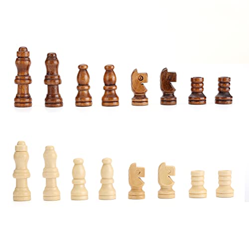 Juego de ajedrez y damas 2 en 1 piezas de madera 62 piezas miniatura 6