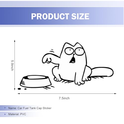 Image of Shakas Fuel Cap Sticker, Hungry Simmons Cat and Empty Bowl Cute Cartoon Decoration, Multi-function Car Window Tailgate Waterproof Self-adhesive Fun Decal, for Most Cars Trucks Laptops (Black #R)
