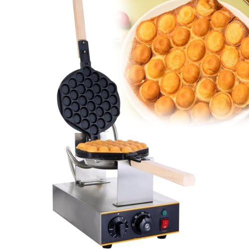 pedenencelia Máquina para Hacer Gofres con Burbujas Comercial,Plancha para Hacer Burbujas con Forma Huevo De 1400 W,Giratoria A 180 °/Ajustable A 50-250 ℃,Cuerpo Engrosado,para Restaurante