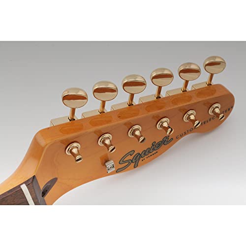Musiclily Pro R15J Vintage Guitar Tuners Split Shaft 6 in Line Machine Heads Tuning Pegs Keys Set for Squier Classic Vibe Fender Strat/Tele Style, Gold