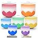 Leize 6-12 inch Lotus Design Colored Rim Chakra Tuned 432hz Set of 7 Quartz Crystal Singing Bowls with Heavy Duty Carrying Cases and Singing Bowl Mallet Suede Strikers
