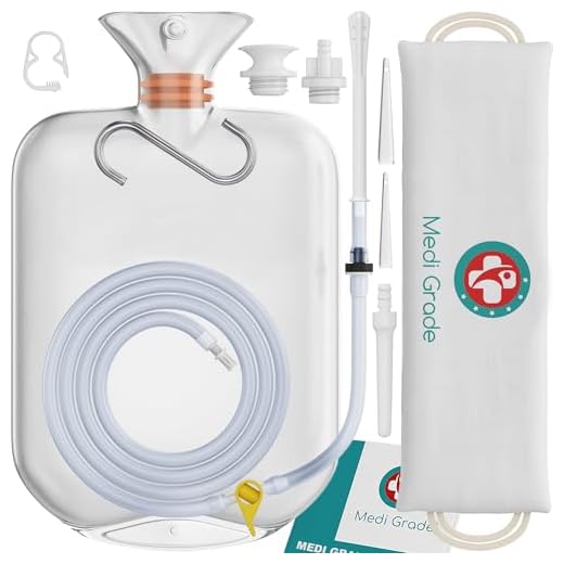 Medi Grade Kit de Enema para Uso Doméstico - Kit Limpiador Íntimo de 14 piezas - Incluye Bolsa de Drenaje de Reutilizable - Accesorios e Instrucciones y más - 100% transparente