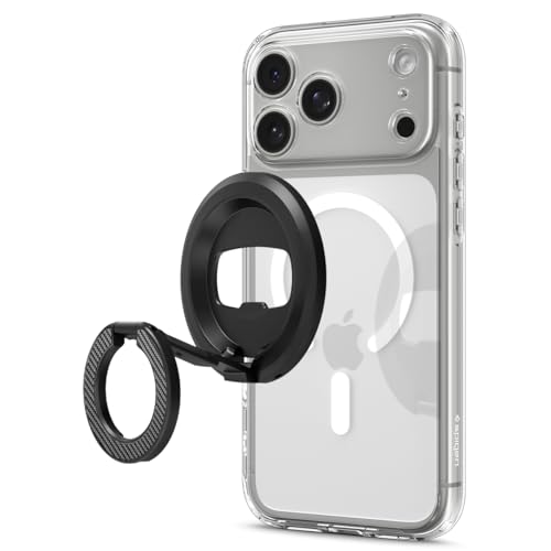 Spigen O-Mag Anneau Téléphone Magnétique pour magsafe [Décapsuleur & Support Réglable] Compatible avec Accessoire MagSafe, iPhone 15-17, Samsung S25