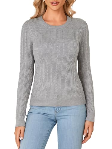 Image of LYANER Women's Fall Rib Knit Crewneck Fitted Long Sleeve Pullover Sweater Top
