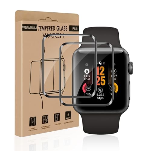 Carantee 2 Stück für Panzerglas für Apple Watch Series 4/5/6/SE/SE2/SE3 44mm Schutzfolie Ultra-Klar 100% Touchgenauigkeit Frei von Kratzern Splitterfest Dauerhaft Apple Watch 44mm Folie