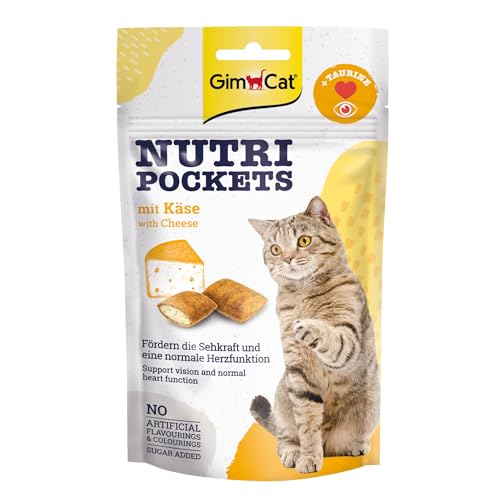 GimCat Nutri Pockets Käse - Knuspriger Katzensnack mit cremiger Füllung und funktionalen Inhaltsstoffen - 1 Beutel (1 x 60 g)