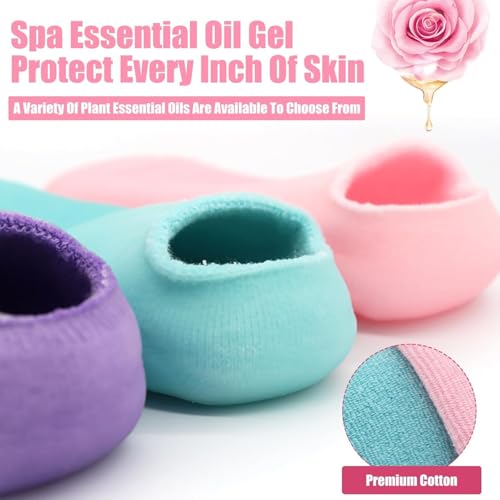 Image of LandVK Moisturizing Spa Gel Socks to Repair Dry Feet and Cracked Knees for Women and Men, Silicone, Multicolor, Free Size, Pack of 2 Pair