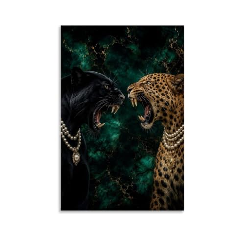Lienzo de pantera negra de 16x24 pulgadas para decoración moderna de salón y dormitorio