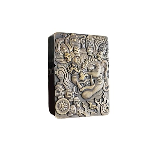 YHBNJIGW Encendedor de Queroseno de latón con Tapa abatible, Estilo Retro, Grabado a Mano, portátil y con una Llama Suave. Ideal for Regalos y obsequios de Empresa.(Metallic3)