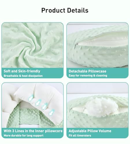 Image of Pregnancy Pillow Cooling for Sleeping, Detachable and Adjustable Double-Sided Support Maternity Pillow Skin-Friendly for Pregnant Women Back, HIPS, Legs(30Slope Design Verified by Expectant Mothers)