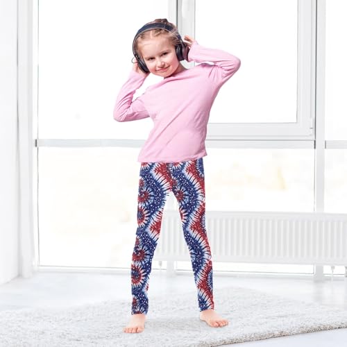 Girls' Athletic Leggings Ankle Length Yoga Dance Pants Kids Teen 4T Flag Tie Dye4