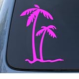PALM TREES - Tropical Beach - Car, Truck, Notebook, Vinyl Decal Sticker #1027 | Vinyl Color: Pink