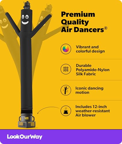Image of LookOurWay Air Dancers Wacky Waving Inflatable Tube Man Set - 10 Feet Tall Inflatable Dancing Man with Blower - Black